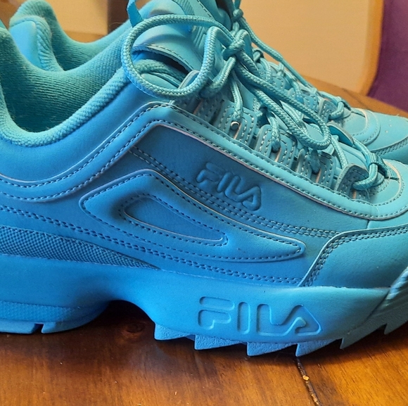 FILA: DISRUPTOR II TURQUIOSE CHUNKY SNEAKERS - Picture 2 of 4